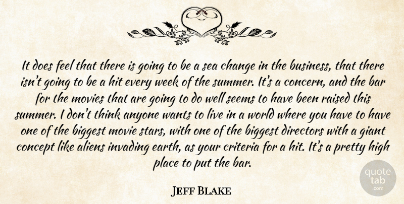 Jeff Blake Quote About Anyone, Bar, Biggest, Change, Concept: It Does Feel That There...