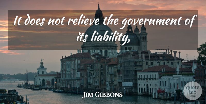 Jim Gibbons Quote About Government, Relieve: It Does Not Relieve The...