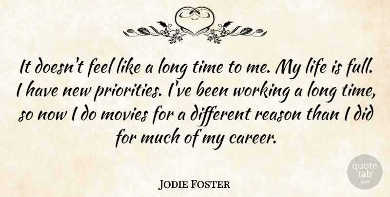 Jodie Foster Quote About Life, Movies, Reason, Time: It Doesnt Feel Like A...