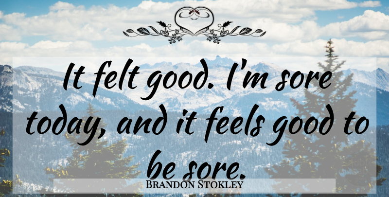 Brandon Stokley Quote About Feels, Felt, Good, Sore: It Felt Good Im Sore...