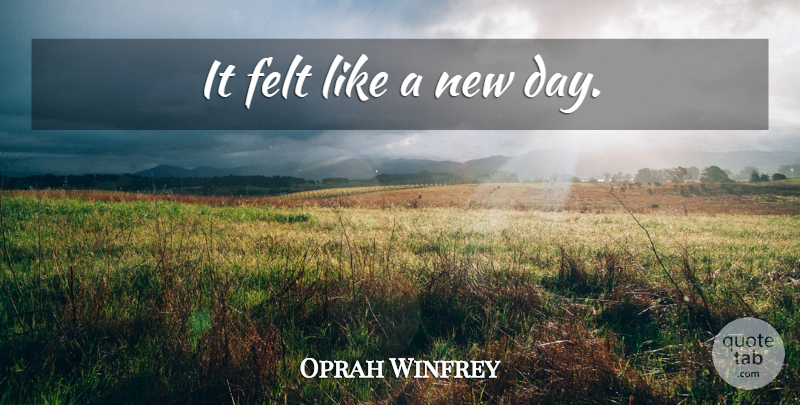 Oprah Winfrey Quote About New Day, Felt: It Felt Like A New...