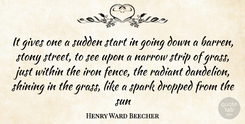 Henry Ward Beecher Quote About Dropped, Gives, Iron, Narrow, Radiant: It Gives One A Sudden...