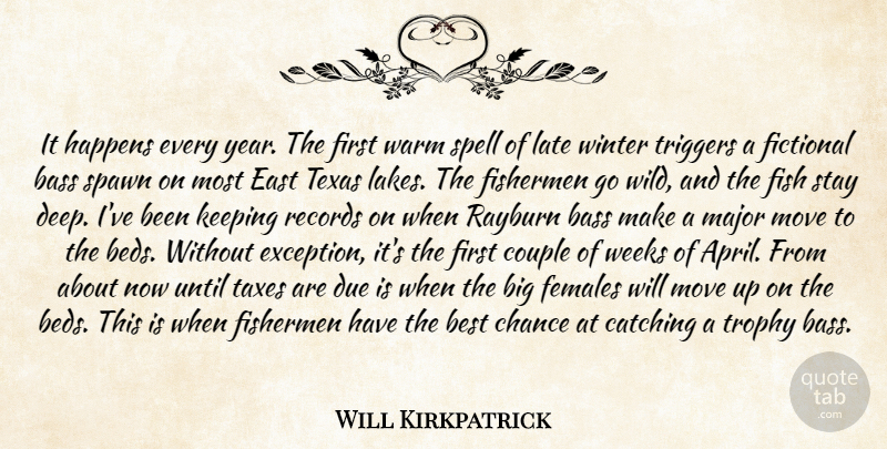 Will Kirkpatrick Quote About Bass, Best, Catching, Chance, Couple: It Happens Every Year The...
