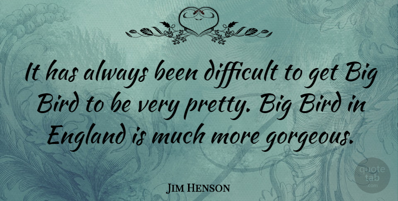 Jim Henson Quote About Bird, England, Gorgeous: It Has Always Been Difficult...