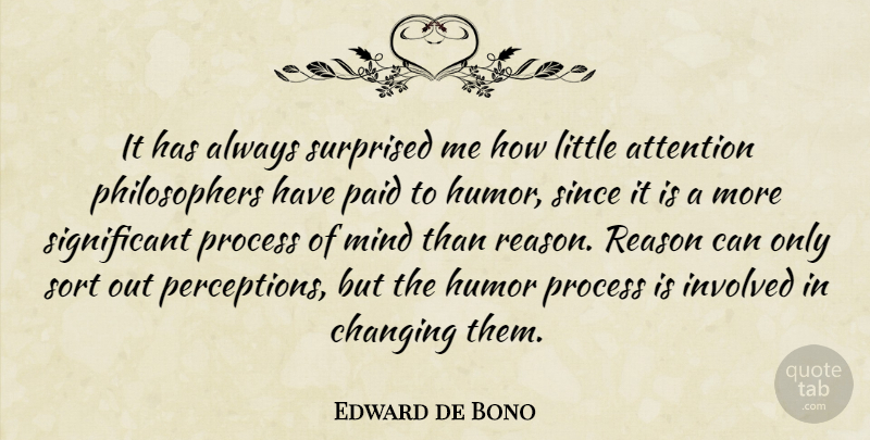Edward de Bono Quote About Mind, Perception, Attention: It Has Always Surprised Me...
