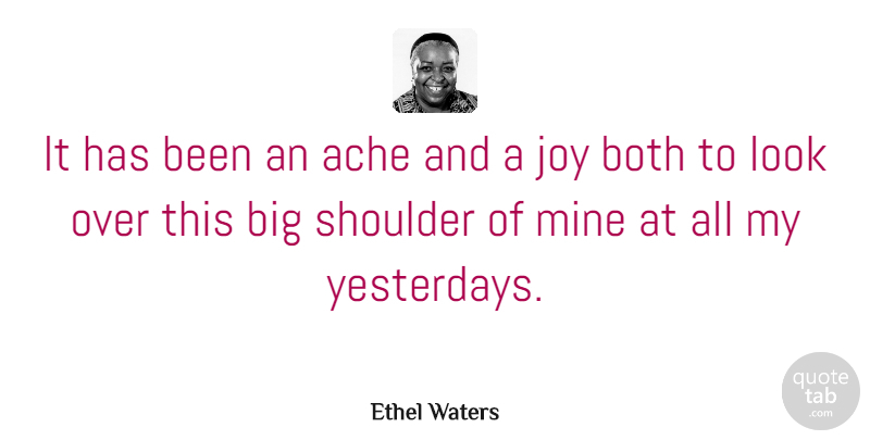 Ethel Waters Quote About Yesterday, Joy, Looks: It Has Been An Ache...
