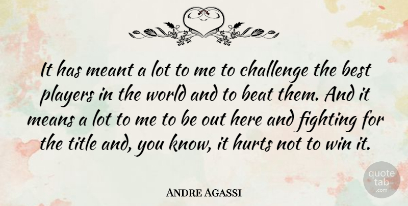 Andre Agassi Quote About Hurt, Mean, Fighting: It Has Meant A Lot...
