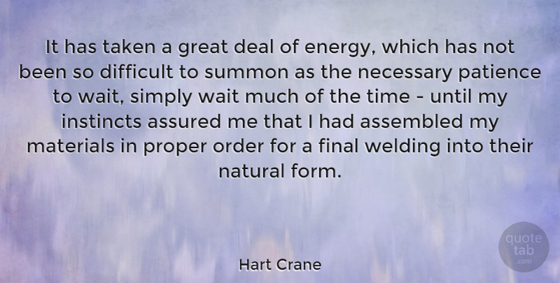 Hart Crane Quote About Patience, Taken, Order: It Has Taken A Great...
