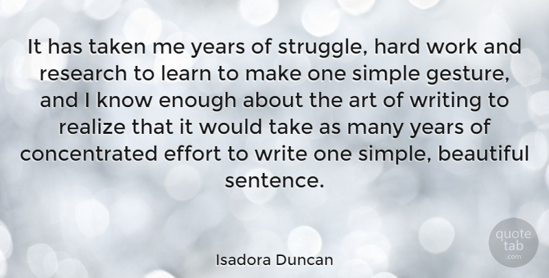 Isadora Duncan Quote About Beautiful, Dance, Art: It Has Taken Me Years...