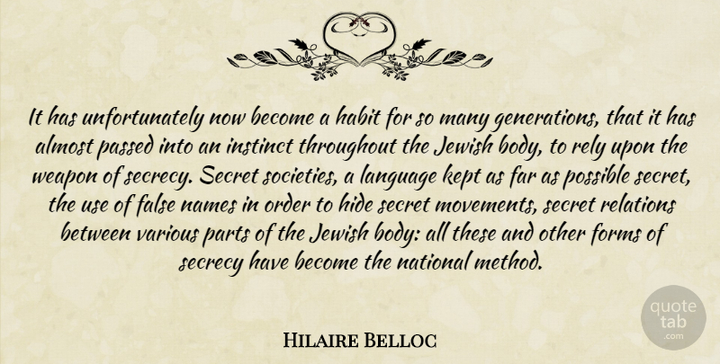 Hilaire Belloc Quote About Order, Names, Rely Upon: It Has Unfortunately Now Become...