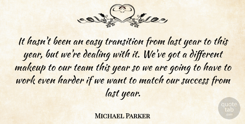 Michael Parker Quote About Dealing, Easy, Harder, Last, Makeup: It Hasnt Been An Easy...