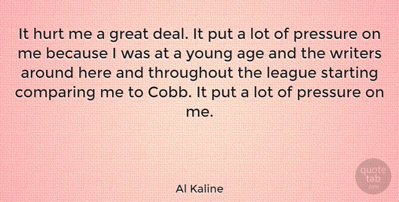 Al Kaline Quote About Sports, Hurt, League: It Hurt Me A Great...