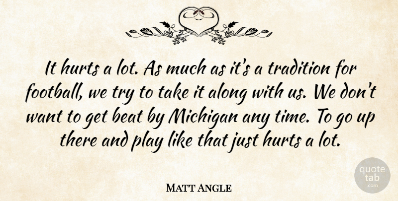 Matt Angle Quote About Along, Beat, Football, Hurts, Michigan: It Hurts A Lot As...