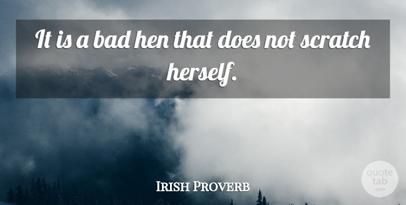 Irish Proverb Quote About Bad, Hen, Scratch: It Is A Bad Hen...