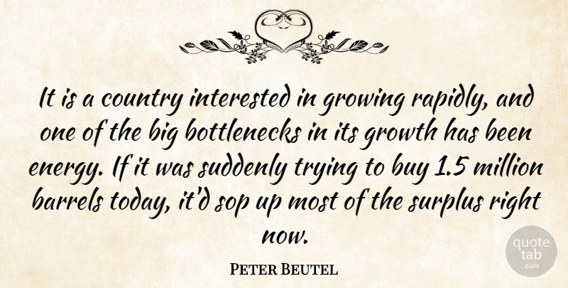 Peter Beutel Quote About Barrels, Buy, Country, Growing, Growth: It Is A Country Interested...