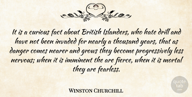 Winston Churchill Quote About Hate, Years, Fearless: It Is A Curious Fact...