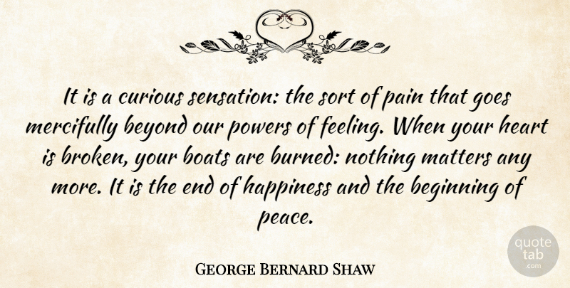 George Bernard Shaw Quote About Happiness, Broken Heart, Heartbreak: It Is A Curious Sensation...