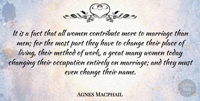 Agnes Macphail Quote About Canadian Politician, Change, Changing, Contribute, Entirely: It Is A Fact That...