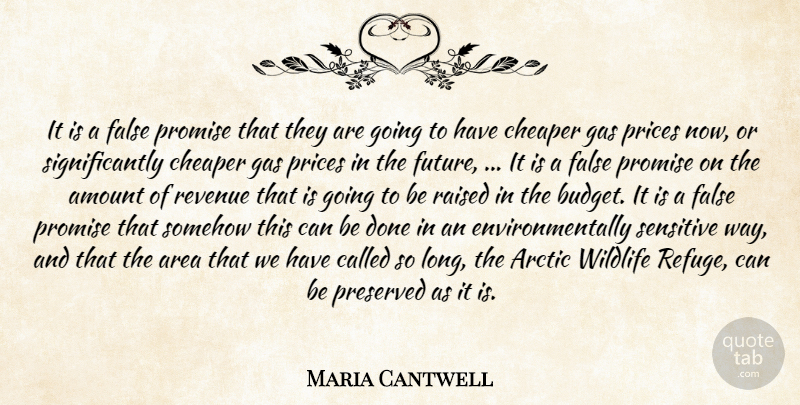 Maria Cantwell Quote About Amount, Arctic, Area, Cheaper, False: It Is A False Promise...