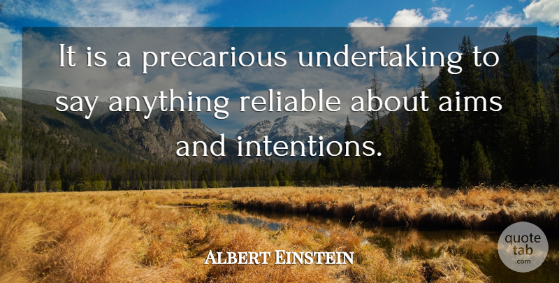 Albert Einstein Quote About Say Anything, Statistics, Intention: It Is A Precarious Undertaking...