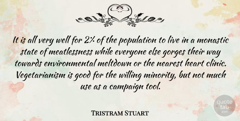 Tristram Stuart Quote About Environmental, Good, Meltdown, Nearest, Population: It Is All Very Well...