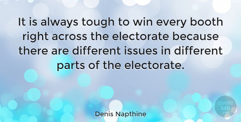 Denis Napthine Quote About Across, Booth, Electorate, Issues: It Is Always Tough To...