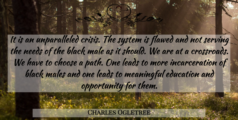 Charles Ogletree Quote About Black, Choose, Education, Flawed, Leads: It Is An Unparalleled Crisis...