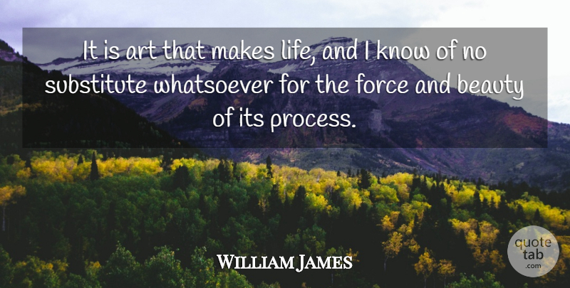 William James Quote About Art, Substitutes, Force: It Is Art That Makes...