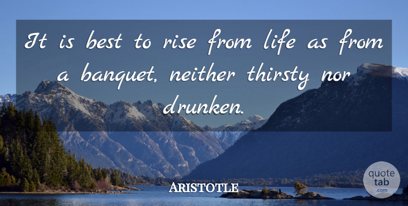 Aristotle Quote About Life, Philosophical, Alcohol: It Is Best To Rise...