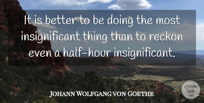Johann Wolfgang von Goethe Quote About Insignificant Things, Half, Hours: It Is Better To Be...