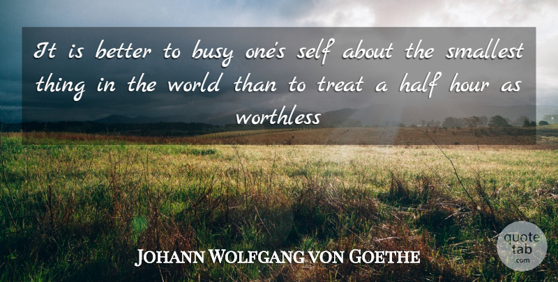Johann Wolfgang von Goethe Quote About Busy, Half, Hour, Self, Smallest: It Is Better To Busy...