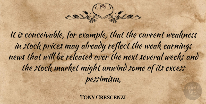 Tony Crescenzi Quote About Current, Earnings, Excess, Market, Might: It Is Conceivable For Example...