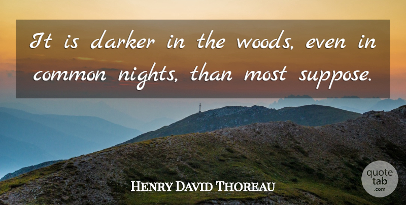 Henry David Thoreau Quote About Night, Woods, Forests: It Is Darker In The...