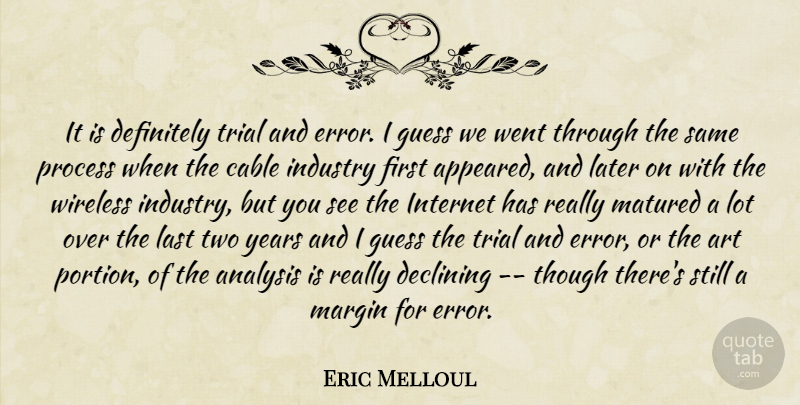 Eric Melloul Quote About Analysis, Art, Cable, Declining, Definitely: It Is Definitely Trial And...