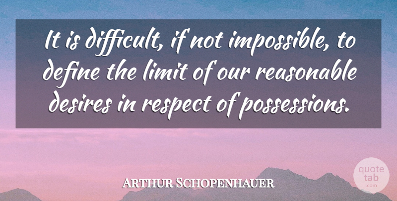 Arthur Schopenhauer Quote About Desire, Limits, Impossible: It Is Difficult If Not...