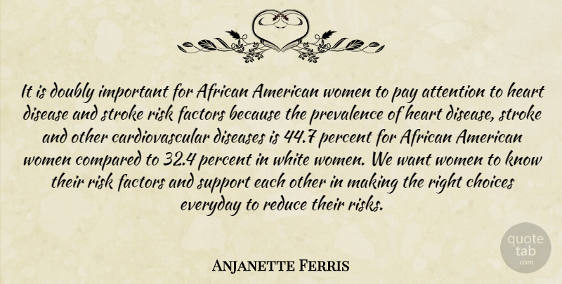 Anjanette Ferris Quote About African, Attention, Choices, Compared, Disease: It Is Doubly Important For...