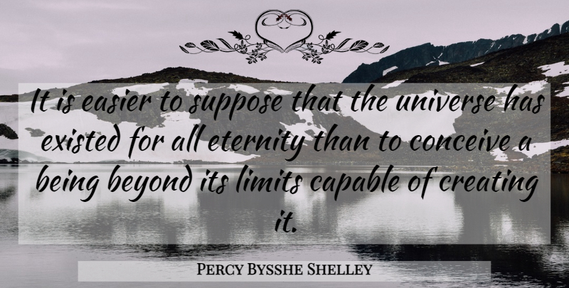Percy Bysshe Shelley Quote About Atheist, Creating, Limits: It Is Easier To Suppose...
