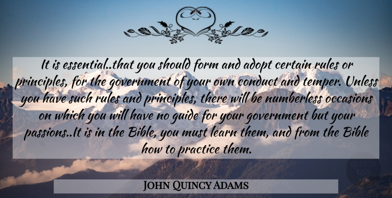 John Quincy Adams Quote About Bible, Passion, Government: It Is Essentialthat You Should...