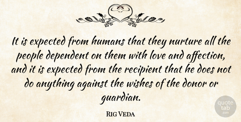 Rig Veda Quote About Against, Dependent, Donor, Expected, Humans: It Is Expected From Humans...