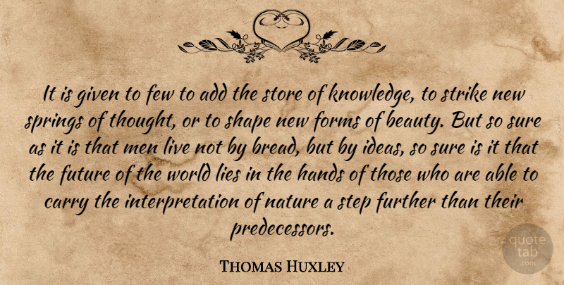 Thomas Huxley Quote About Lying, Spring, Knowledge: It Is Given To Few...