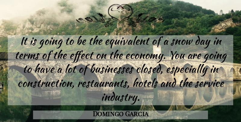Domingo Garcia Quote About Businesses, Effect, Equivalent, Hotels, Service: It Is Going To Be...