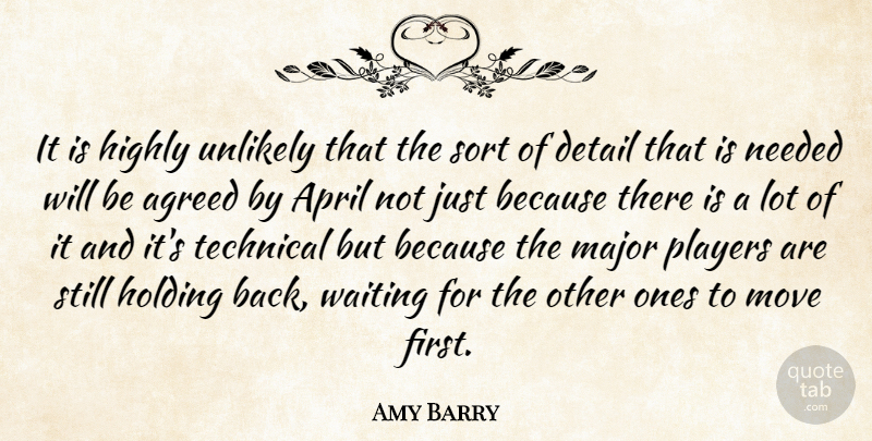 Amy Barry Quote About Agreed, April, Detail, Highly, Holding: It Is Highly Unlikely That...