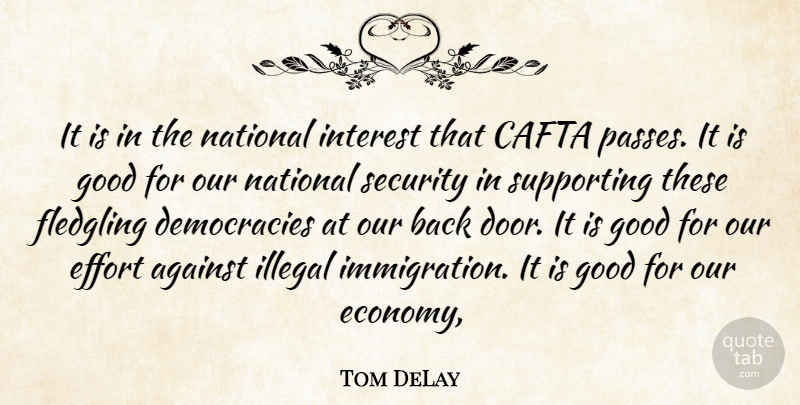 Tom DeLay Quote About Against, Effort, Good, Illegal, Interest: It Is In The National...