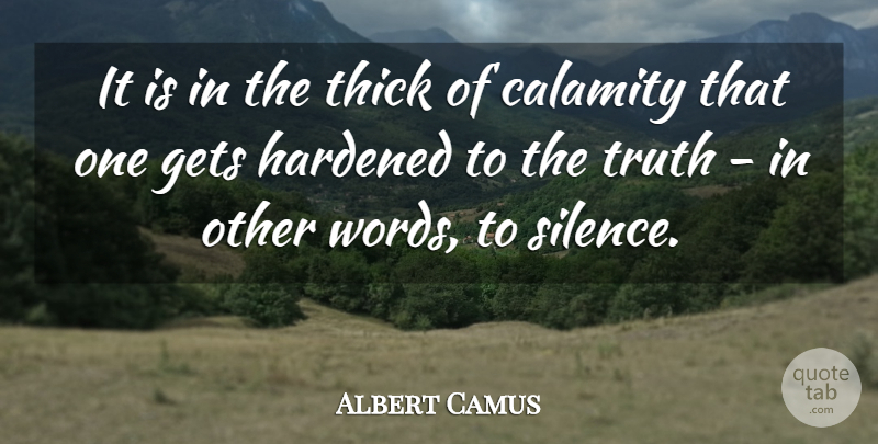 Albert Camus Quote About Silence, Calamity, Plague: It Is In The Thick...