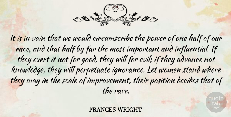Frances Wright Quote About Ignorance, Race, Evil: It Is In Vain That...