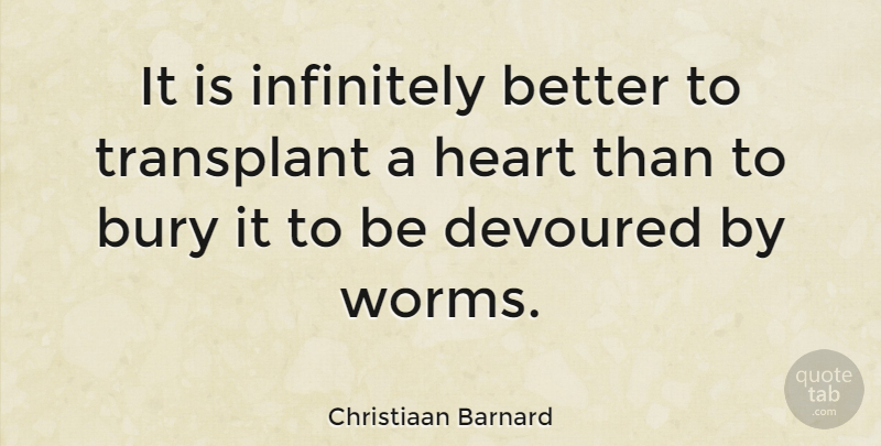Christiaan Barnard Quote About Heart, Worms, Transplants: It Is Infinitely Better To...