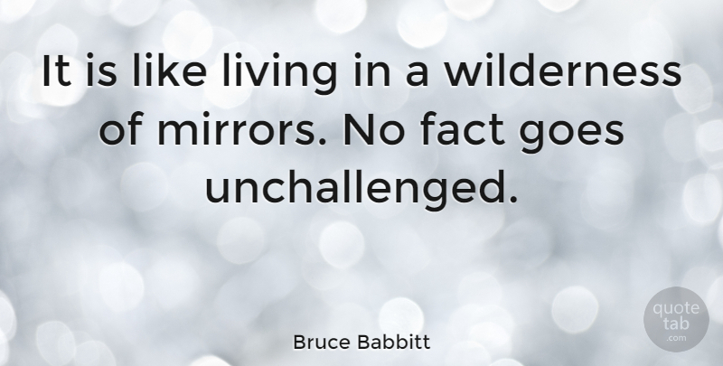 Bruce Babbitt Quote About Mirrors, Facts, Wilderness: It Is Like Living In...