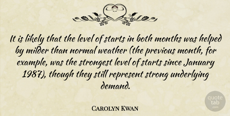 Carolyn Kwan Quote About Both, Helped, January, Level, Likely: It Is Likely That The...