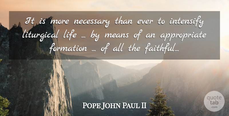 Pope John Paul II Quote About Mean, Faithful, Formation: It Is More Necessary Than...