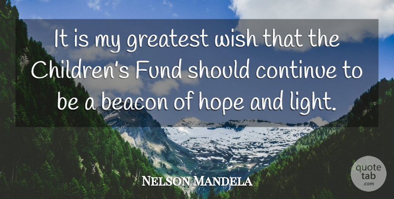 Nelson Mandela Quote About Children, Light, Wish: It Is My Greatest Wish...